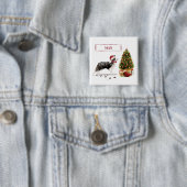 Border Collie Funny Christmas Dog mit Baum Button (Beispiel)