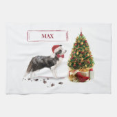 Border Collie Funny Christmas Dog mit Baum Geschirrtuch (Horizontal)