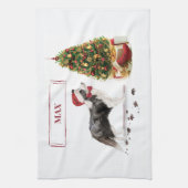Border Collie Funny Christmas Dog mit Baum Geschirrtuch (Vertikal)