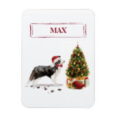 Border Collie Funny Christmas Dog mit Baum Magnet (Vertikal)
