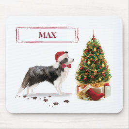 Border Collie Funny Christmas Dog mit Baum Mousepad