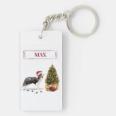 Border Collie Funny Christmas Dog mit Baum Schlüsselanhänger (Rückseite)