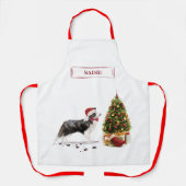 Border Collie Funny Christmas Dog mit Baum Schürze (Vorderseite)