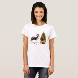 Border Collie Funny Christmas Dog mit Baum T-Shirt