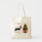 Border Collie Funny Christmas Dog mit Baum Tragetasche (Vorne)