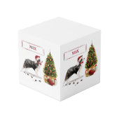 Border Collie Funny Christmas Dog mit Baum Würfel (Vorderseite Schrägansicht)