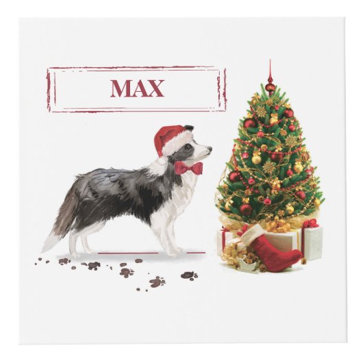 Border Collie Funny Christmas Dog mit Baum Würfel (Vorderseite)