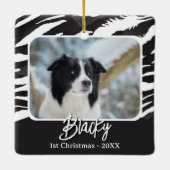 Border Collie Fur Muster Foto 1. Weihnachten Keramikornament (Rückseite)