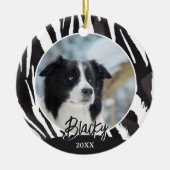 Border Collie Fur Muster Foto Weihnachten Keramik Ornament (Vorne)