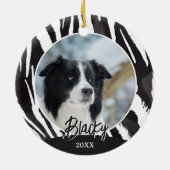 Border Collie Fur Muster Foto Weihnachten Keramik Ornament (Hinten)