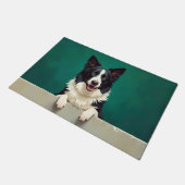 Border Collie Fußmatten Kunst Fußmatte (Schrägansicht)