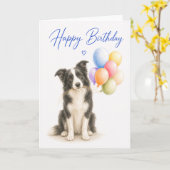 Border Collie Geburtstag Karte (Gelbe Blume)