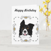 Border Collie Geburtstag Karte (Gelbe Blume)