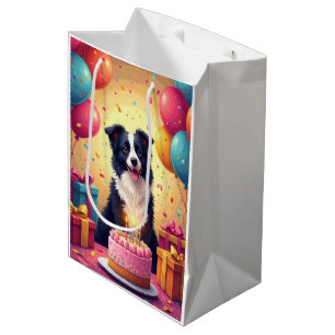 Border Collie Geburtstagsfeier Mittlere Geschenktüte