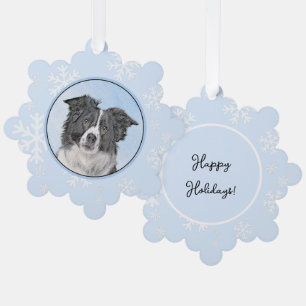 Border Collie Gemälde - Süße originelle Hundekunst Ornament Karte
