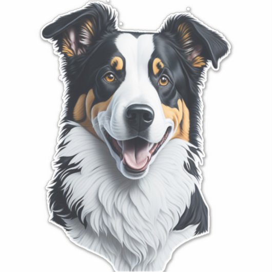 Border Collie Gesicht Aufkleber (Vorderseite)