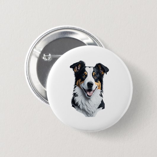 Border Collie Gesicht Button (Vorne & Hinten)