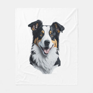 Border Collie Gesicht Fleecedecke