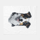 Border Collie Gesicht Fleecedecke (Vorderseite (Horizontal))