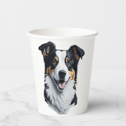 Border Collie Gesicht Pappbecher (Vorderseite)