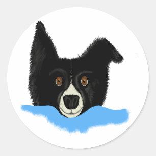 Border-Collie-Gesicht Runder Aufkleber