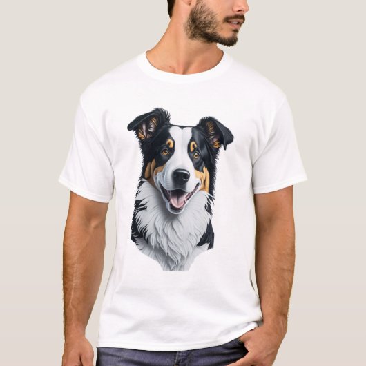Border Collie Gesicht T-Shirt (Vorderseite)