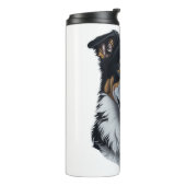 Border Collie Gesicht Thermosbecher (Nach links gedreht)