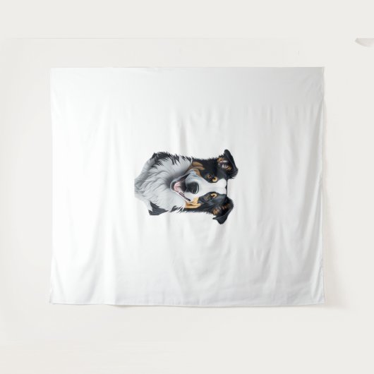 Border Collie Gesicht Wandteppich (Vorderseite (Horizontal))