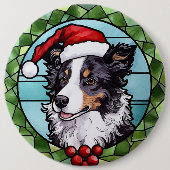 Border Collie gestains Glass Weihnachten Button (Vorderseite)
