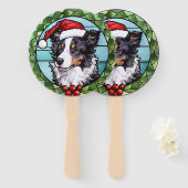 Border Collie gestains Glass Weihnachten Fächer (Vorne und Hinten)