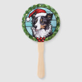 Border Collie gestains Glass Weihnachten Fächer (Vorderseite)