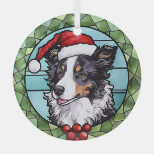 Border Collie gestains Glass Weihnachten Ornament Aus Glas