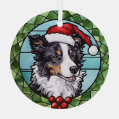 Border Collie gestains Glass Weihnachten Ornament Aus Glas (Rückseite)