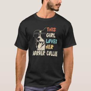 Border Collie Girl Cooles Vintages Retro für Hunde T-Shirt
