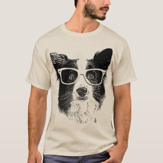 Border Collie glasses Dog hipster T-Shirt