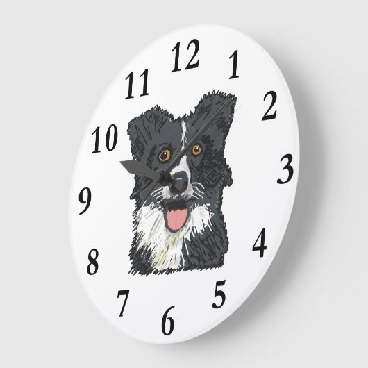 Border Collie Große Wanduhr (Winkel)