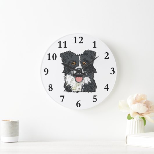 Border Collie Große Wanduhr (Zuhause)