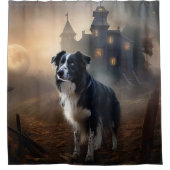 Border Collie Halloween Beängstigend Duschvorhang (Vorderseite)