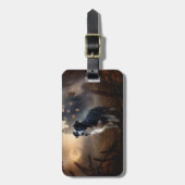 Border Collie Halloween Beängstigend Gepäckanhänger (Vorderseite vertikal)