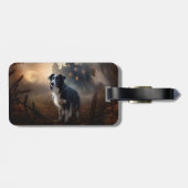 Border Collie Halloween Beängstigend Gepäckanhänger (Rückseite horizontal)