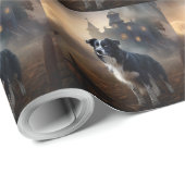 Border Collie Halloween Beängstigend Geschenkpapier (Rolleneckpunkt)