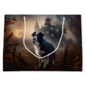Border Collie Halloween Beängstigend Große Geschenktüte (Vorderseite)