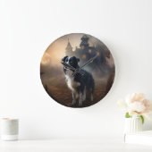 Border Collie Halloween Beängstigend Große Wanduhr (Zuhause)