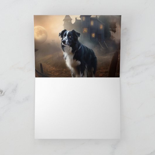 Border Collie Halloween Beängstigend Karte (Innenseite)