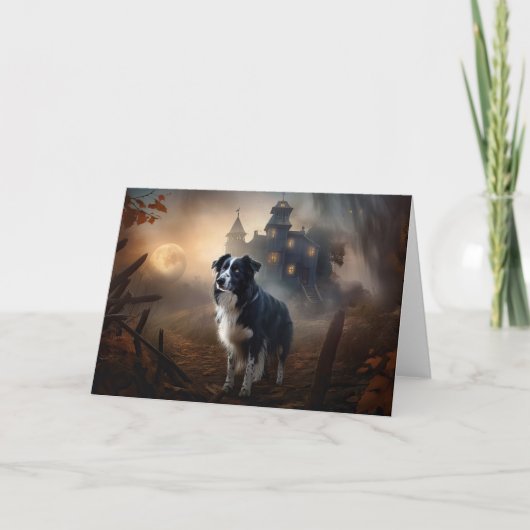 Border Collie Halloween Beängstigend Karte (Vorderseite)