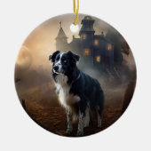 Border Collie Halloween Beängstigend Keramik Ornament (Vorne)