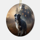 Border Collie Halloween Beängstigend Keramik Ornament (Links)