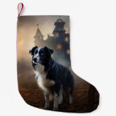 Border Collie Halloween Beängstigend Kleiner Weihnachtsstrumpf (Vorderseite)