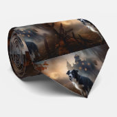 Border Collie Halloween Beängstigend Krawatte (Gerollt)