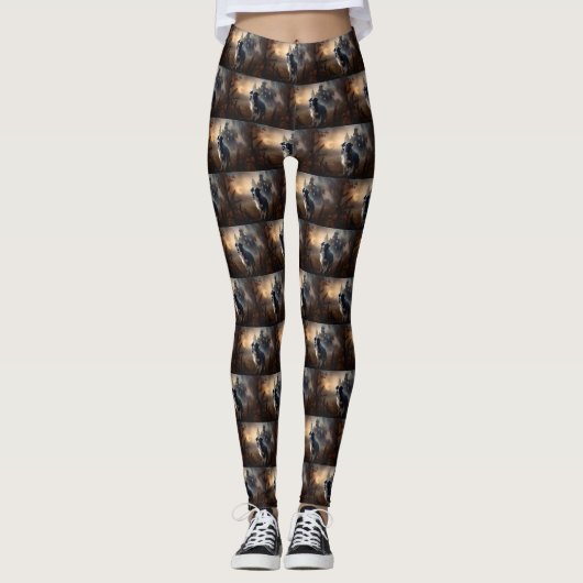Border Collie Halloween Beängstigend Leggings (Vorderseite)